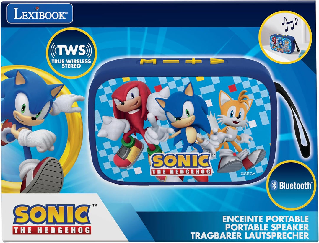 Lexibook, SEGA Sonic The Hedgehog, Tragbarer Bluetooth-Lautsprecher, kabellos, USB-C, SD/TF-Karte, w