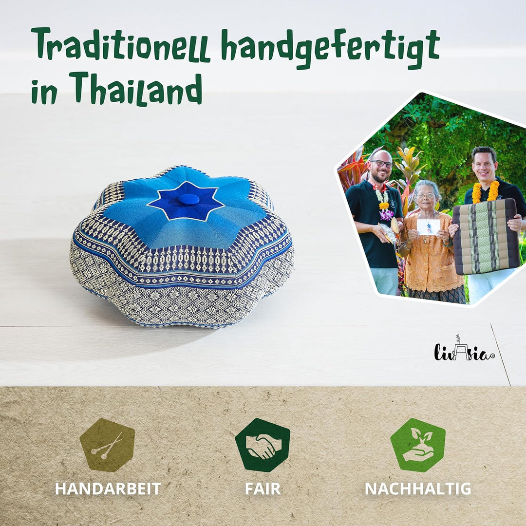 Livasia Meditationskissen Stern, Yogakissen mit Kapok, Pouf, Bodenkissen sternförmig Yoga Zen Medita