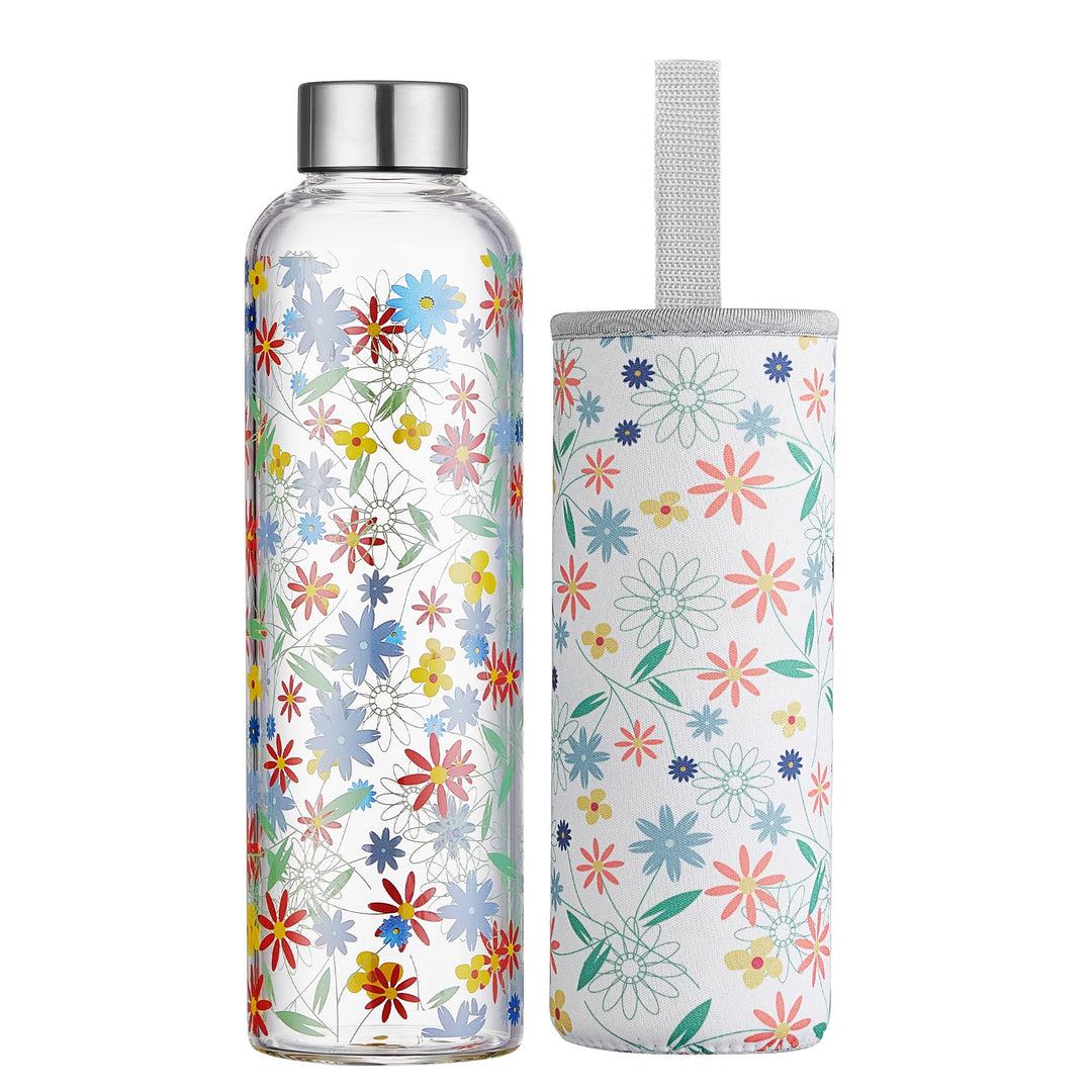 1 liter Glasflasche Trinkflasche Glas Sport Borosilikat Glass Bottle Wasser Flasche mit Neopren-Hüll