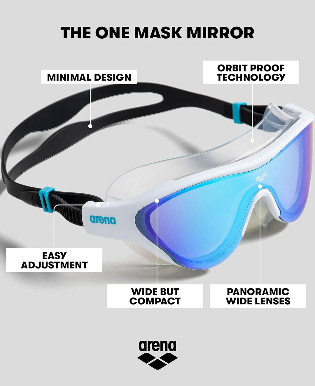 ARENA Unisex The One Mask Mirror Schwimmbrillen (1er Pack) NS BLUE-WHITE-BLACK, NS BLUE-WHITE-BLACK