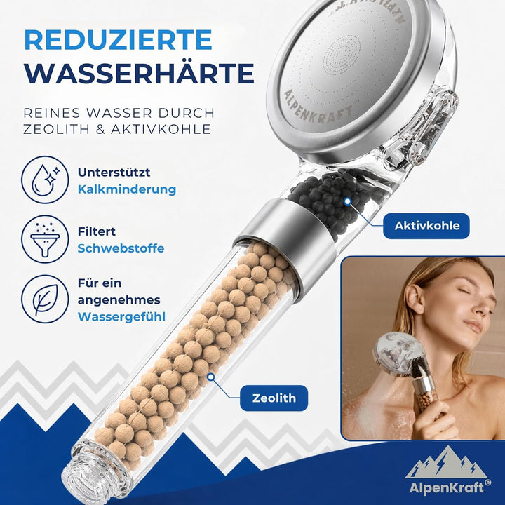 ALPENKRAFT - ZugSpitze Made in Germany Duschkopf wassersparend druckerhöhend