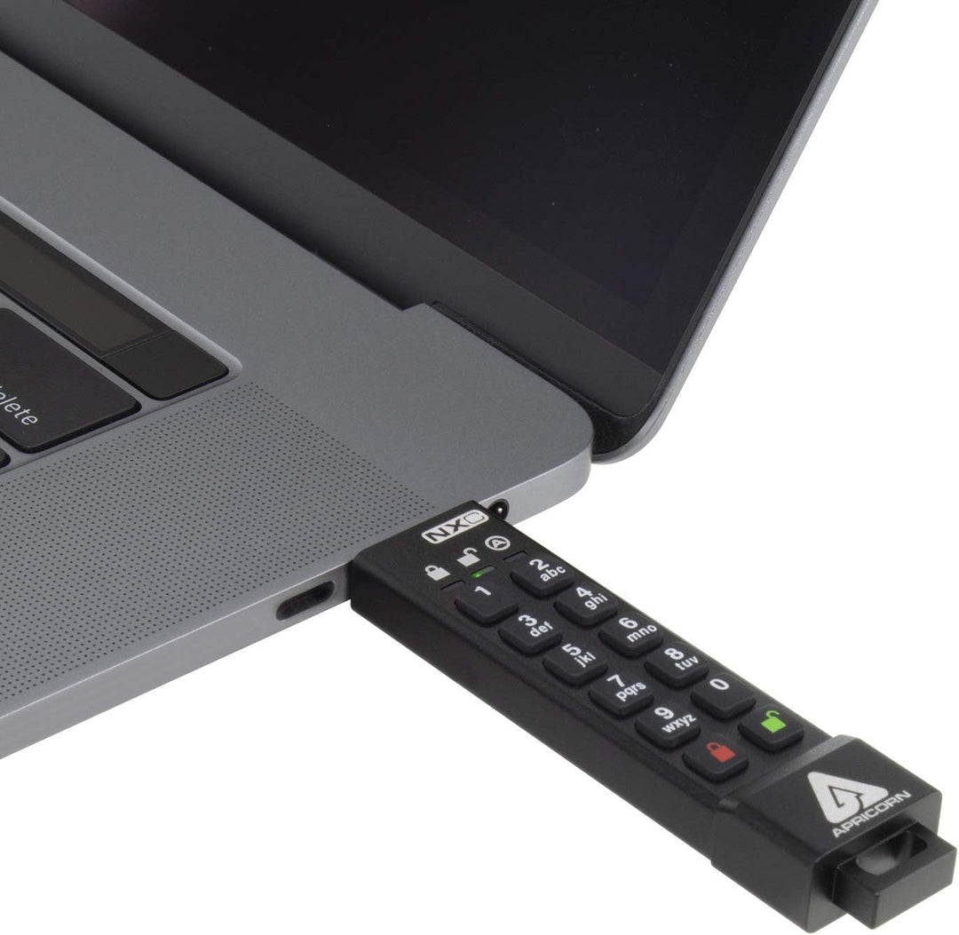 Gigabyte Flash S-USB-C 64GB Apricorn SecureKey 3NXC, Schwarz