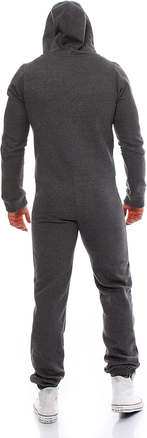 Gennadi Hoppe Herren Jumpsuit – Weicher & Bequemer Hausanzug M dunkelgrau, M dunkelgrau