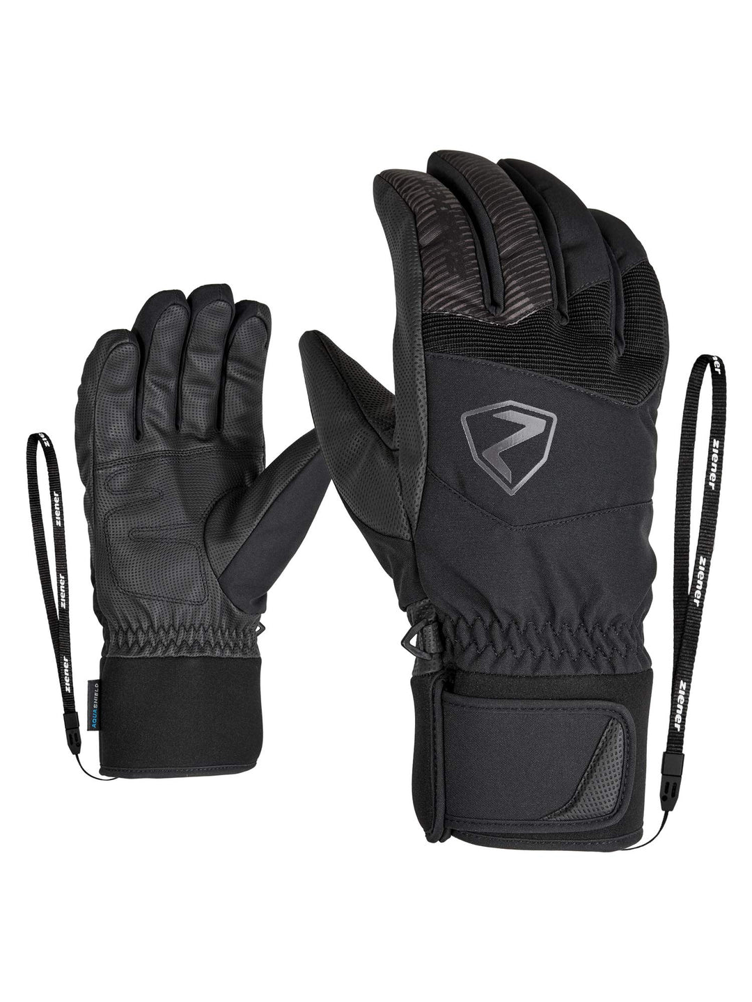 Ziener Ginx As Ski-Handschuhe/Wintersport, Wasserdicht, Atmungsaktiv, Alpine Wool 10.5 Schwarz, 10.5