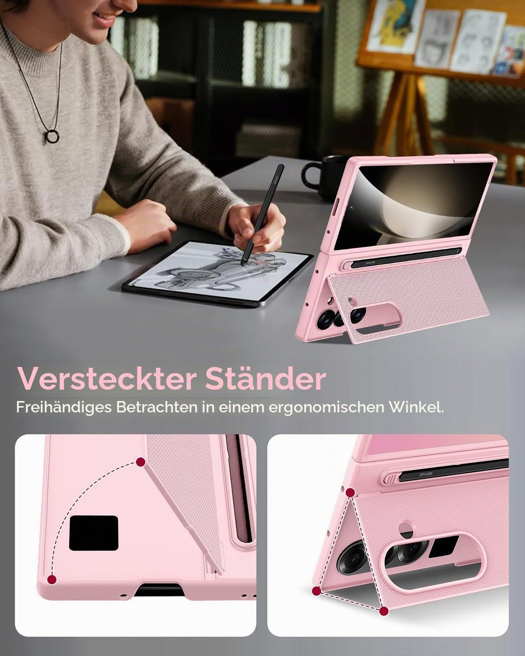 Miimall Kompatibel mit Samsung Galaxy Z Fold 5 Hülle mit S-Pen &amp; Stifthalter, [HD Displayschutz] Ult