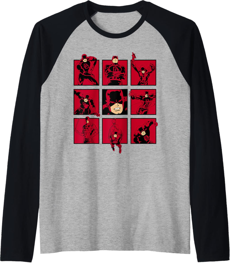 Marvel Daredevil The Faces of The Man With No Fear Raglan