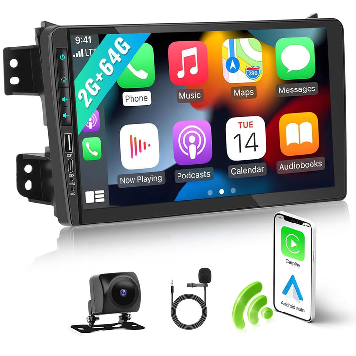 CAMECHO 2G+64G Android 13 Autordio Pour Suzuki Splash Ritz/Opel Agila 2004-2014 Avec Carplay/Android