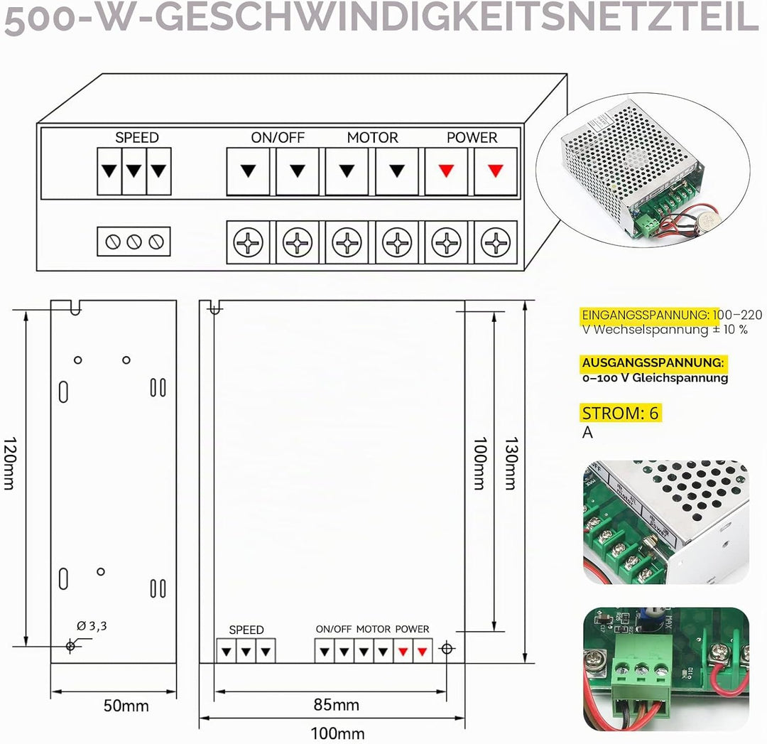 RATTMMOTOR 500W Luftkühlumg Spindelmotor Kit 0.5kW ER11 12000U/min Mini Spindelmotor und 220V PWM Dr