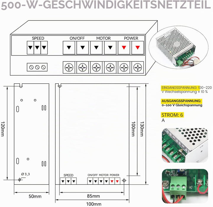 RATTMMOTOR 500W Luftkühlumg Spindelmotor Kit 0.5kW ER11 12000U/min Mini Spindelmotor und 220V PWM Dr