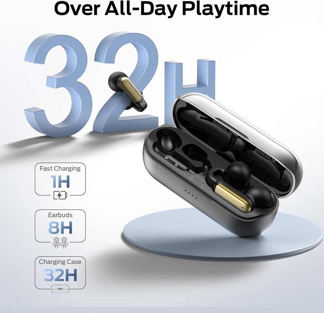 oraolo Open-Ear Kopfhörer, Bluetooth Kopfhörer, Clip On Kopfhörer, Offene Ohr Earbuds, 32H Wiedergab