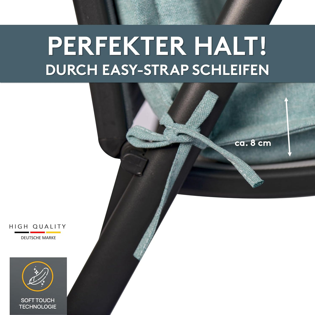 LILENO HOME Gartenstuhl Auflagen als [2er Set - Hochlehner] in Aqua - Bequeme Liegen als Sitzauflage