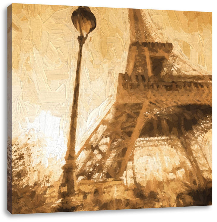 Retro Eifelturm in Paris, Format: 70x70 auf Leinwand, XXL riesige Bilder fertig gerahmt mit Keilrahm