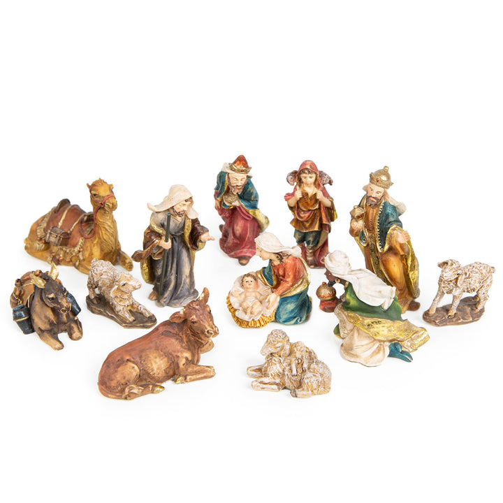 Logbuch-Verlag Weihnachtskrippe 12-TLG. Krippenfiguren Set Krippe Weihnachten Deko 7 cm Figuren Gesc