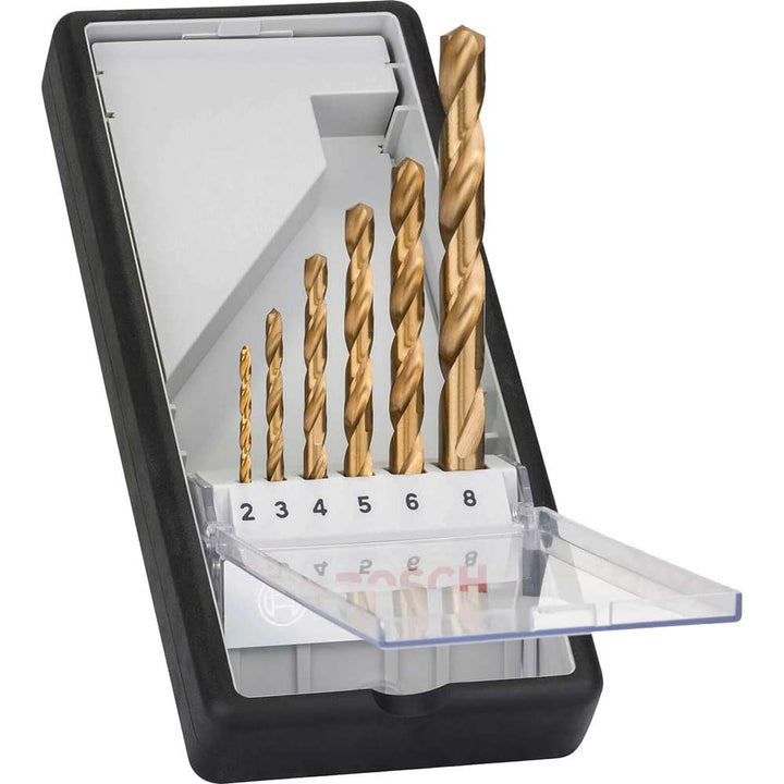Bosch Professional 6tlg. Metallbohrer-Set HSS-TiN Robust Line Durchmesser: 2.0 - 8.0, Durchmesser: 2