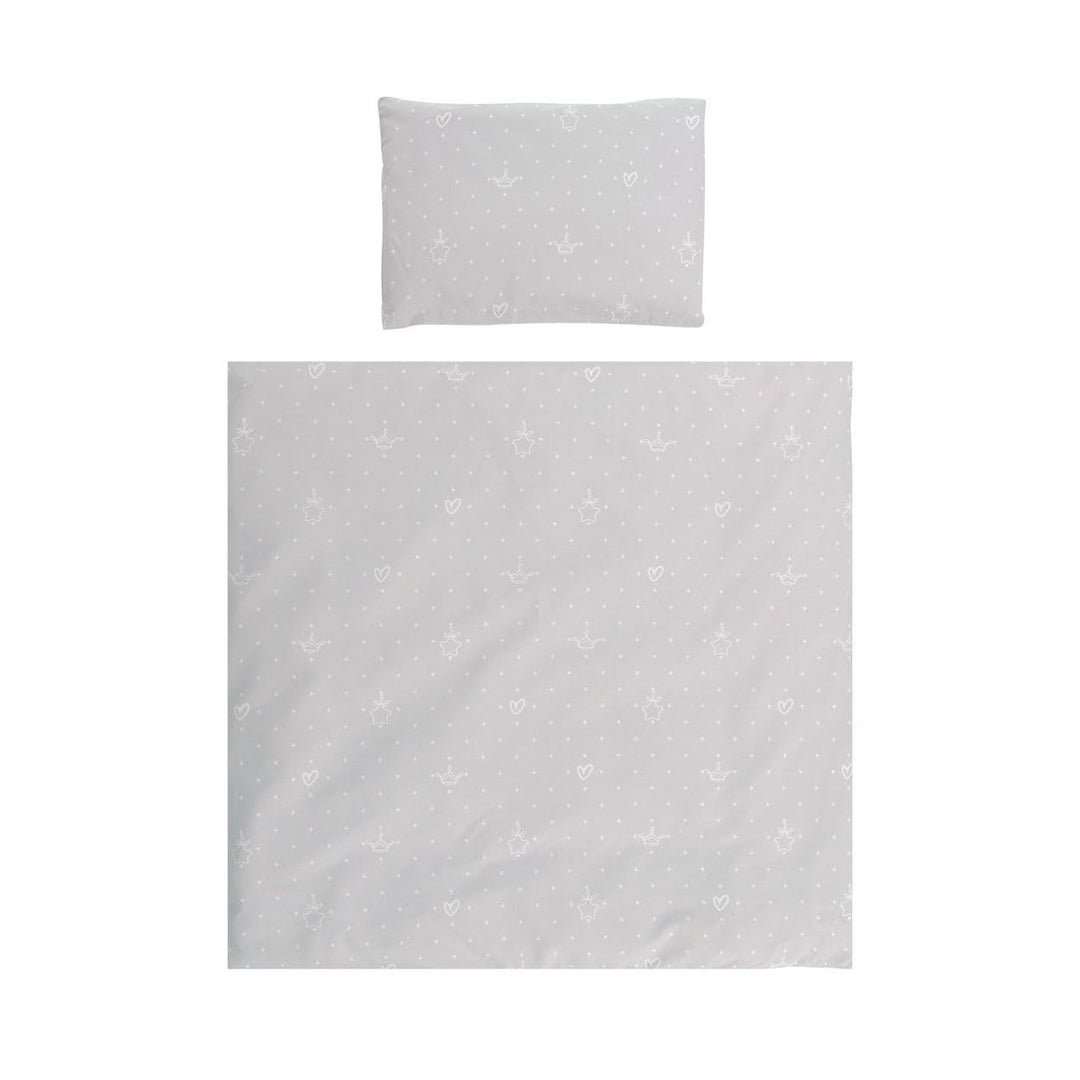 Lorelli Babybettwäsche-Set Eva 5-tlg Decke 75 x 75 cm, Kissen 29 x 42 cm, Bezüge, Farbe:hellgrau, He