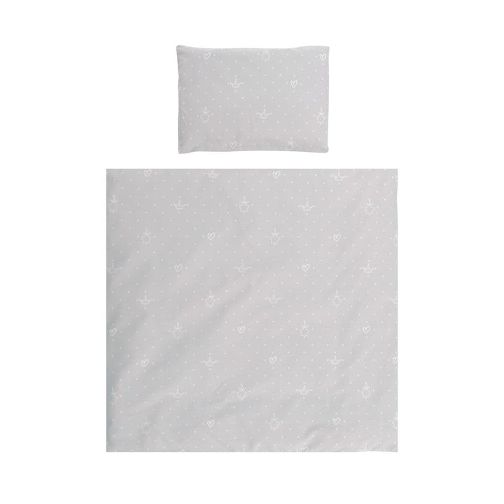 Lorelli Babybettwäsche-Set Eva 5-tlg Decke 75 x 75 cm, Kissen 29 x 42 cm, Bezüge, Farbe:hellgrau, He