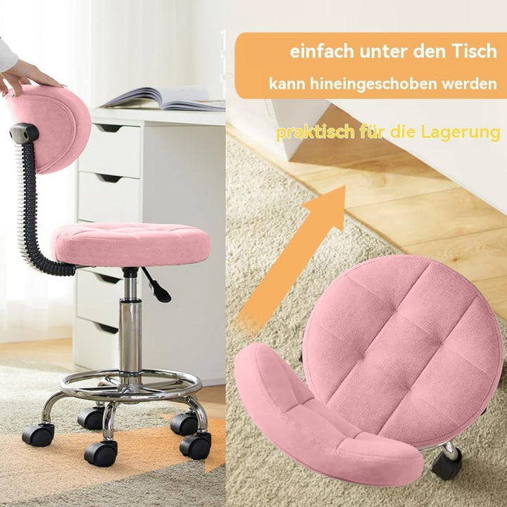 Moderner Bürodrehstuhl - Rollhocker mit Niedriger Rückenlehne und Höhenverstellung - Drehbare Arbeit