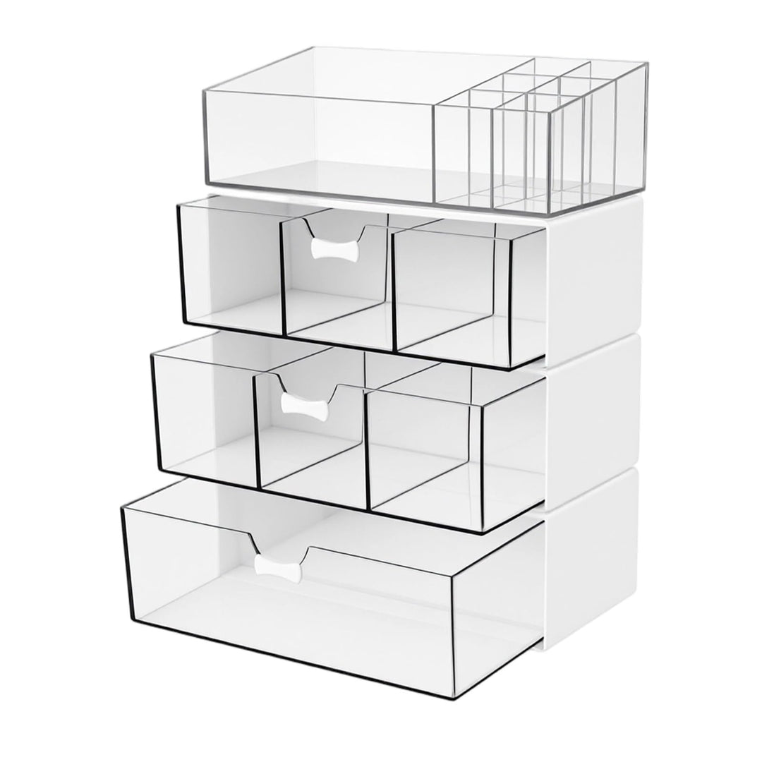 4 Stück Stapelbare Kosmetik Organizer, Badezimmer Organizer mit Schubladen, Make Up Organizer für Ko