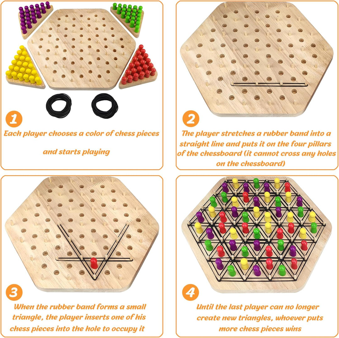 Triangle Chess Game, Dreiecksschachbrett-Strategie-Brettspiel, Lustiges Gummiband Spiel, Klassische