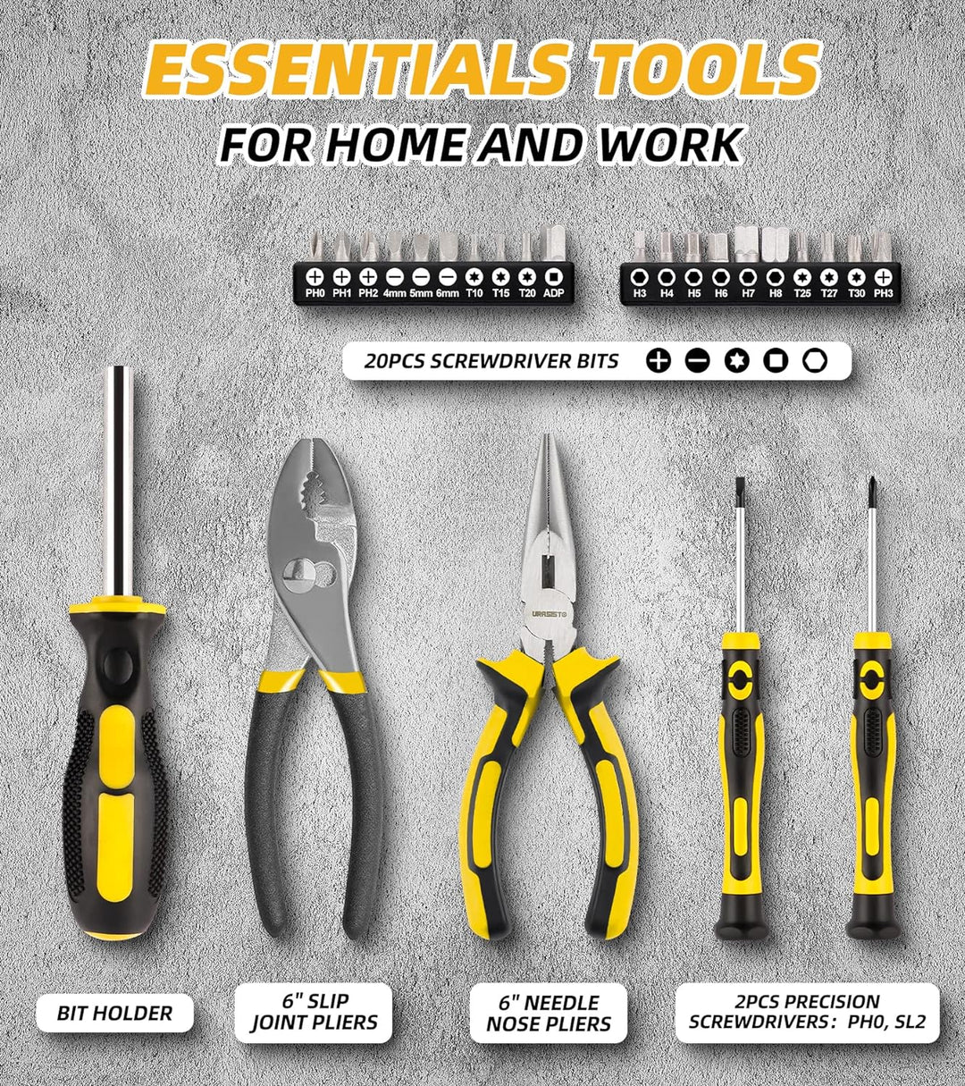 DOWELL 146PCS Hausbesitzer Werkzeug Set, Haushalt Reparatur Werkzeug Kit mit 14-Zoll breiten Mund of