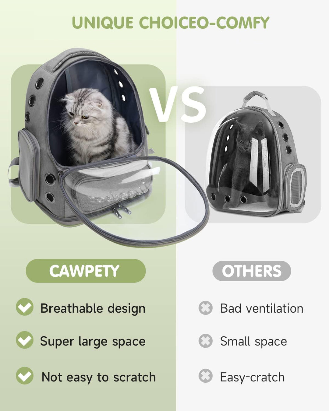 PETCUTE Haustier Rucksack,Tragbar Raumkapsel Hunde Katzen Rucksack mit Herausnehmbarer Matte,Atmungs