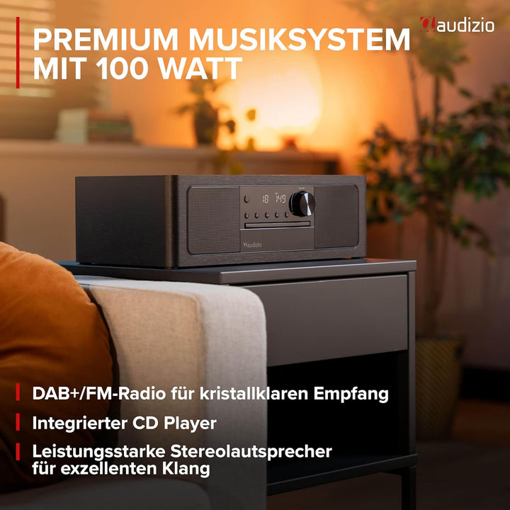 Audizio Lunata - DAB Radio mit CD Player, 100W Stereoanlage mit CD & Bluetooth 5.3 - Musikanlage mit