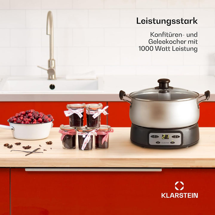 Klarstein Jam Session Marmeladen- und Geleekocher, 1000W, 2 Automatikprogramme, einstellbare Kochzei