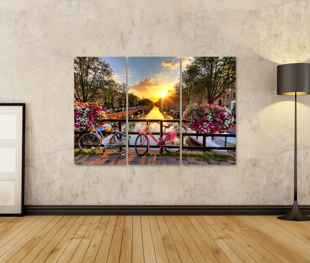 islandburner Bild auf Leinwand Schöner Sonnenaufgang Über Amsterdam In Den Niederlanden Mit Blumen U