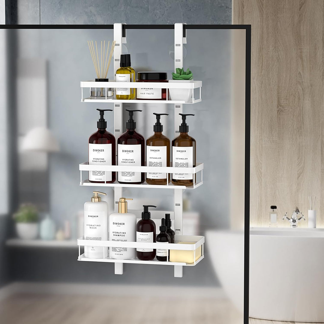 Duschablage zum Hängen, Duschregal Ohne Bohren für Duschwand, Badezimmer Organizer mit 3 Duschkörben