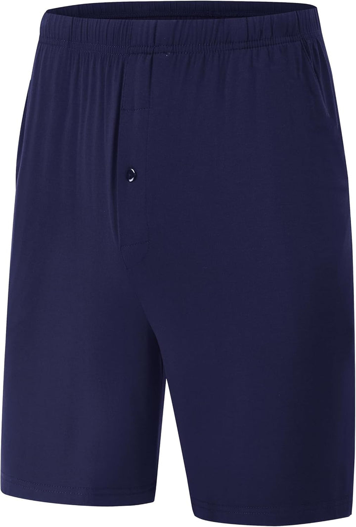 JINSHI Herren Schlafanzughosen Kurz Pyjamahose Sommer Nachtwäsche Shorts XL 3er Pack- A (mit Knopfle