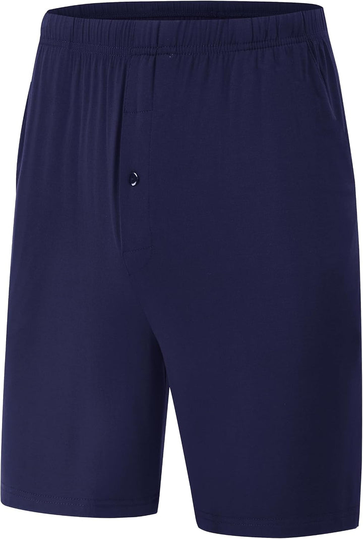 JINSHI Herren Schlafanzughosen Kurz Pyjamahose Sommer Nachtwäsche Shorts M 3er Pack- A (mit Knopflei