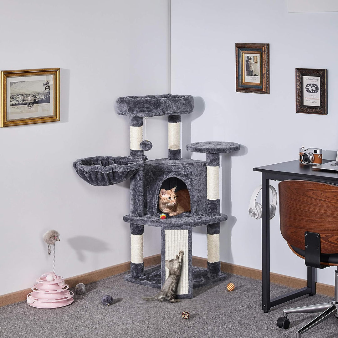 Yaheetech Kratzbaum 107 cm Stabiler Katzenbaum Kletterbaum, mit Katzenhöhle Kratzbrett Plüsch Sisal,
