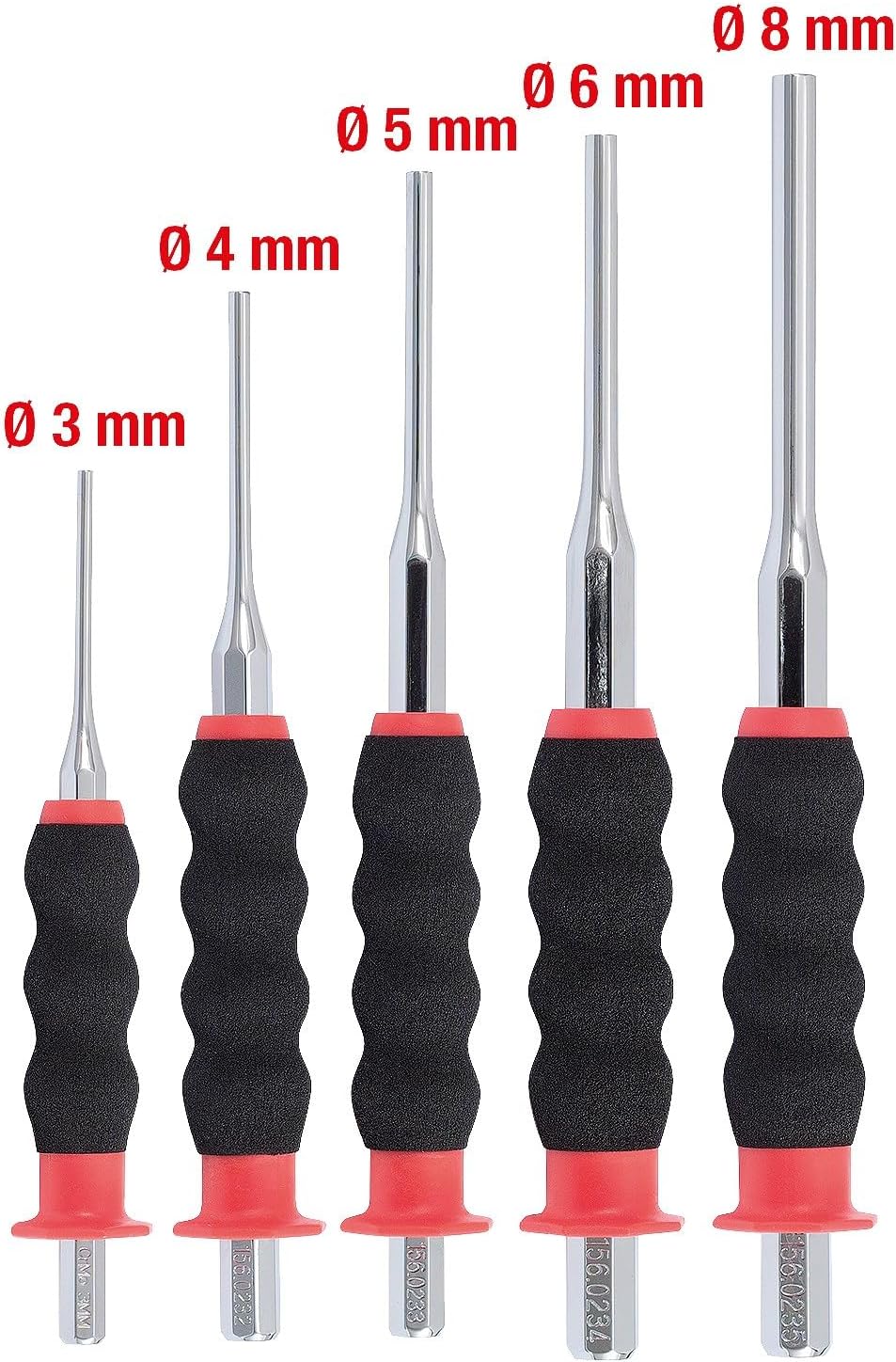 KS Tools 156.0230 Durchtreiber-Satz, CrMo, 5-tlg. zylindrisch