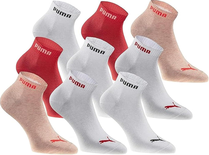 PUMA Quartersocken 18 Paar Pack Statement Edition - Damen und Herren, 35-38 White Peach