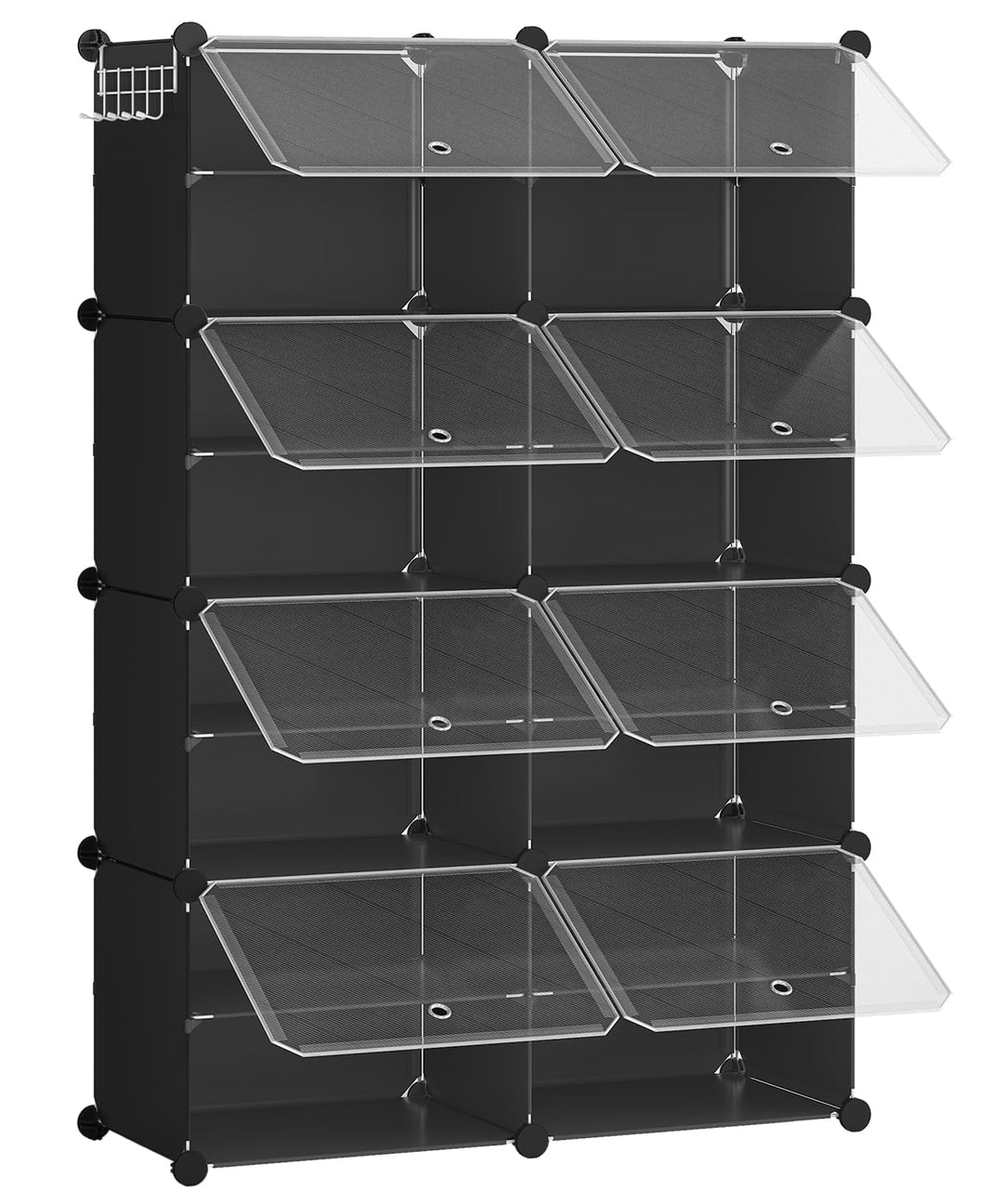 HOOBRO Schuhregal mit 8 Fächern, Schuhschrank, für 32 Paar Schuhe, 40 x 30 x 30 cm pro Fach, schmal,