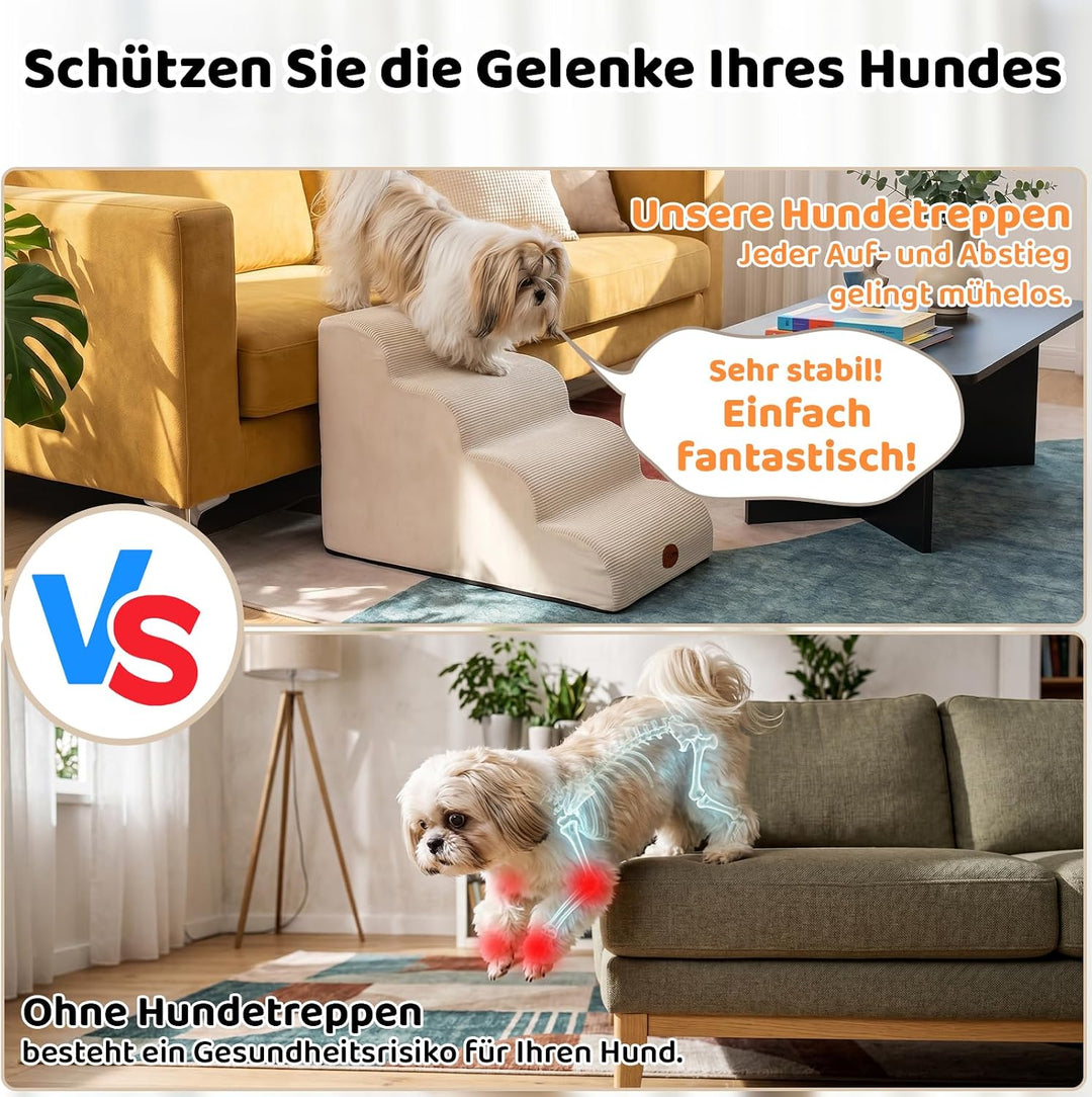 Hundetreppe für Kleine, ältere & Verletzte Hunde und Katzen, Haustiertreppe | 33D Hochdichter Schaum