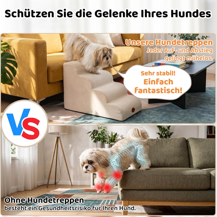 Hundetreppe für Kleine, ältere & Verletzte Hunde und Katzen, Haustiertreppe | 33D Hochdichter Schaum