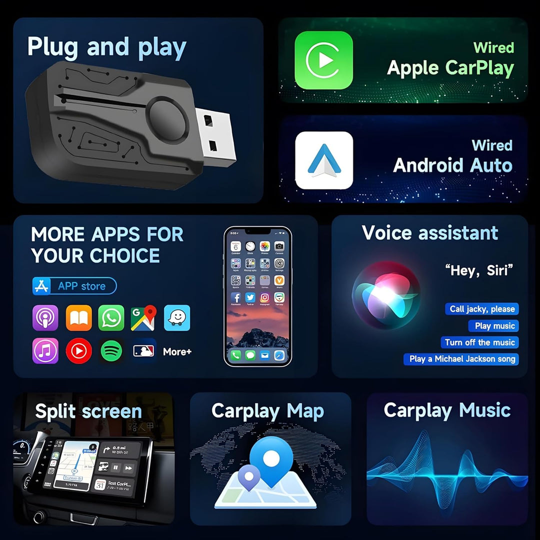 M.I.C. Wireless CarPlay & Android Auto Adapter : kabellose Umwandlung von CarPlay & Android Auto, US