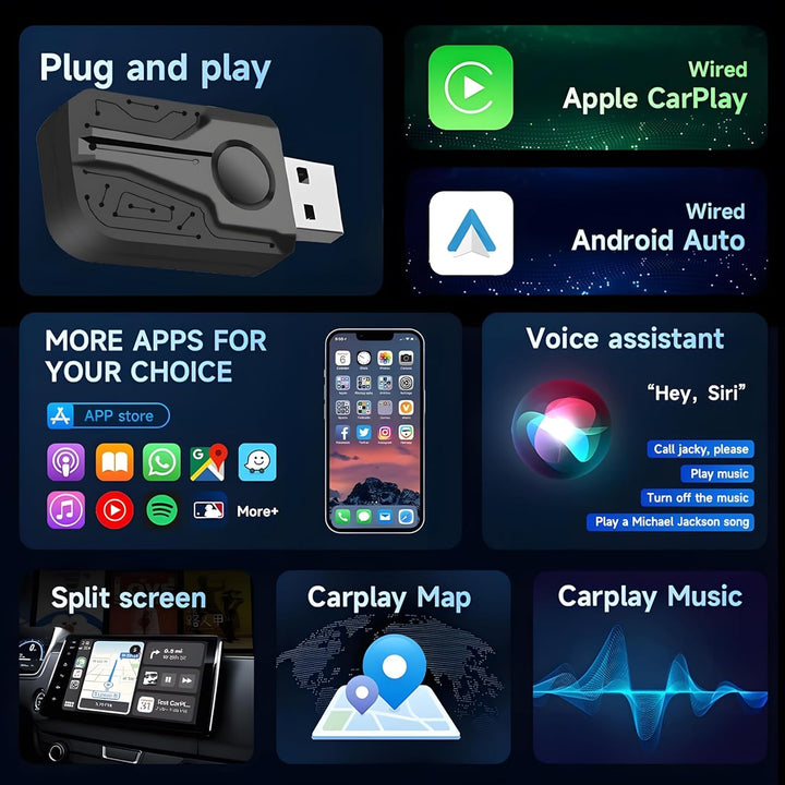 M.I.C. Wireless CarPlay & Android Auto Adapter : kabellose Umwandlung von CarPlay & Android Auto, US
