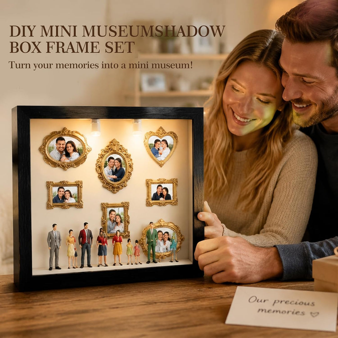 DIY Mini Museum Silhouette Box, Foto Erinnerungsanzeige Set, Fotospeicher Bilderrahmens mit 8 Mini G