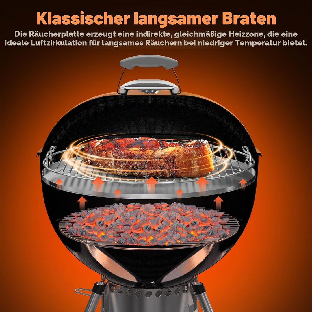 onlyfire Grillrost Edelstahl Doppel für Weber 57cm Kettle Holzkohlegrill, Grillrost Rund mit Rauchfu