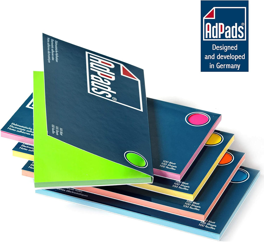 AdPads® elektrostatisch selbstklebende Moderationskarten | 175 x 100mm, 500 Blatt, Set Bunt | Grosse
