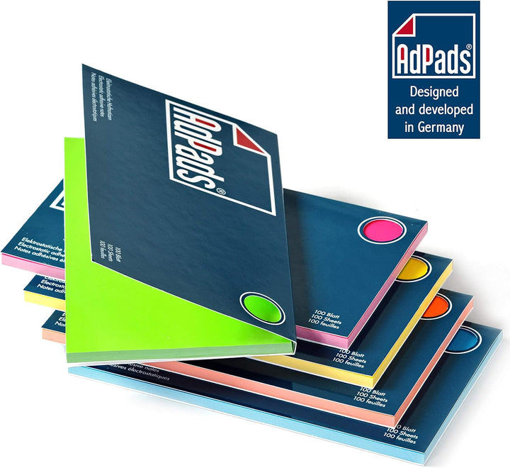AdPads® elektrostatisch selbstklebende Moderationskarten | 175 x 100mm, 500 Blatt, Set Bunt | Grosse