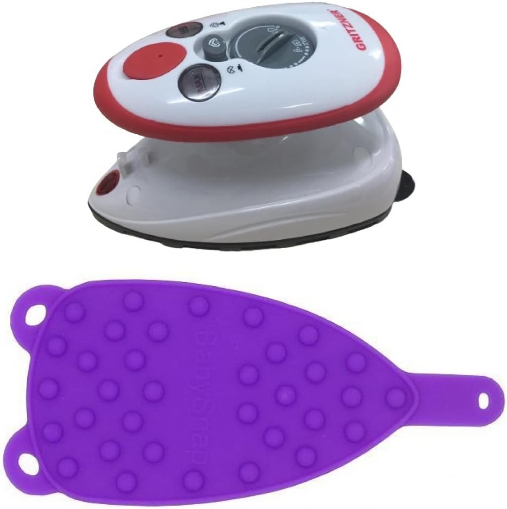 GRITZNER 636 mini Bügeleisen (rot) (Gritzner 636 + lila Ablage), Gritzner 636 + Lila Ablage
