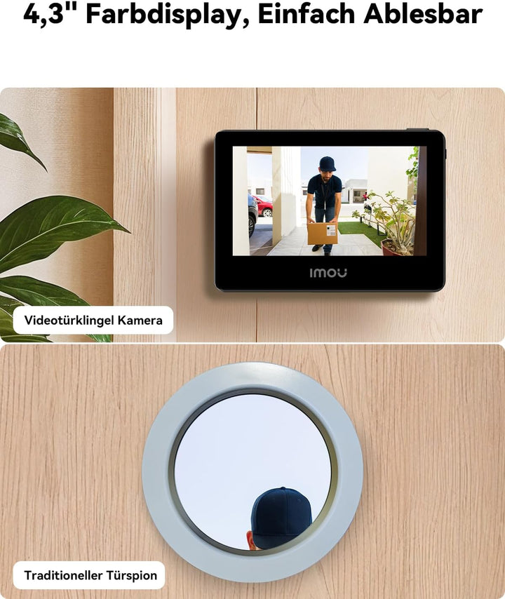 Imou 3K/5MP WLAN Türspion Kamera mit 4,3-Zoll Farbbildschirm | 149° Weitwinkel, Personenerkennung, 4