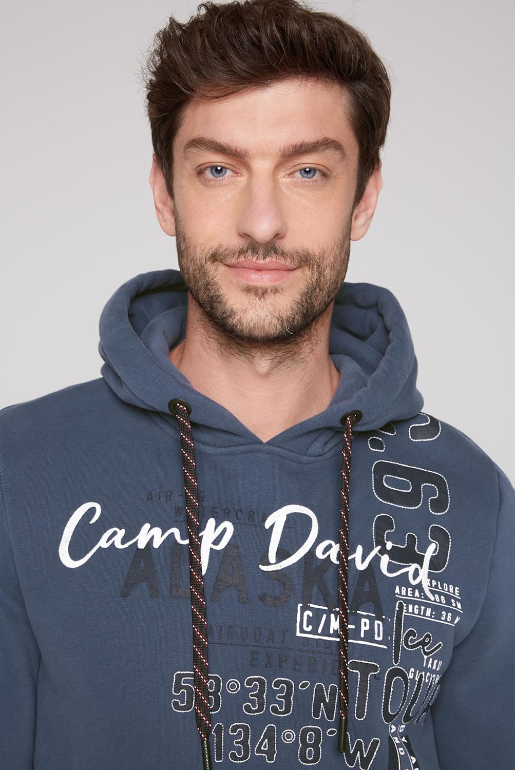 Camp David Herren Kapuzensweatshirt mit Logo Artworks L Dark Sky, L Dark Sky