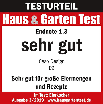 CASO E 9 - Design Eierkocher, elektronischer Eierkocher für bis zu 8 Eier, herausnehmbarer Eiträger,