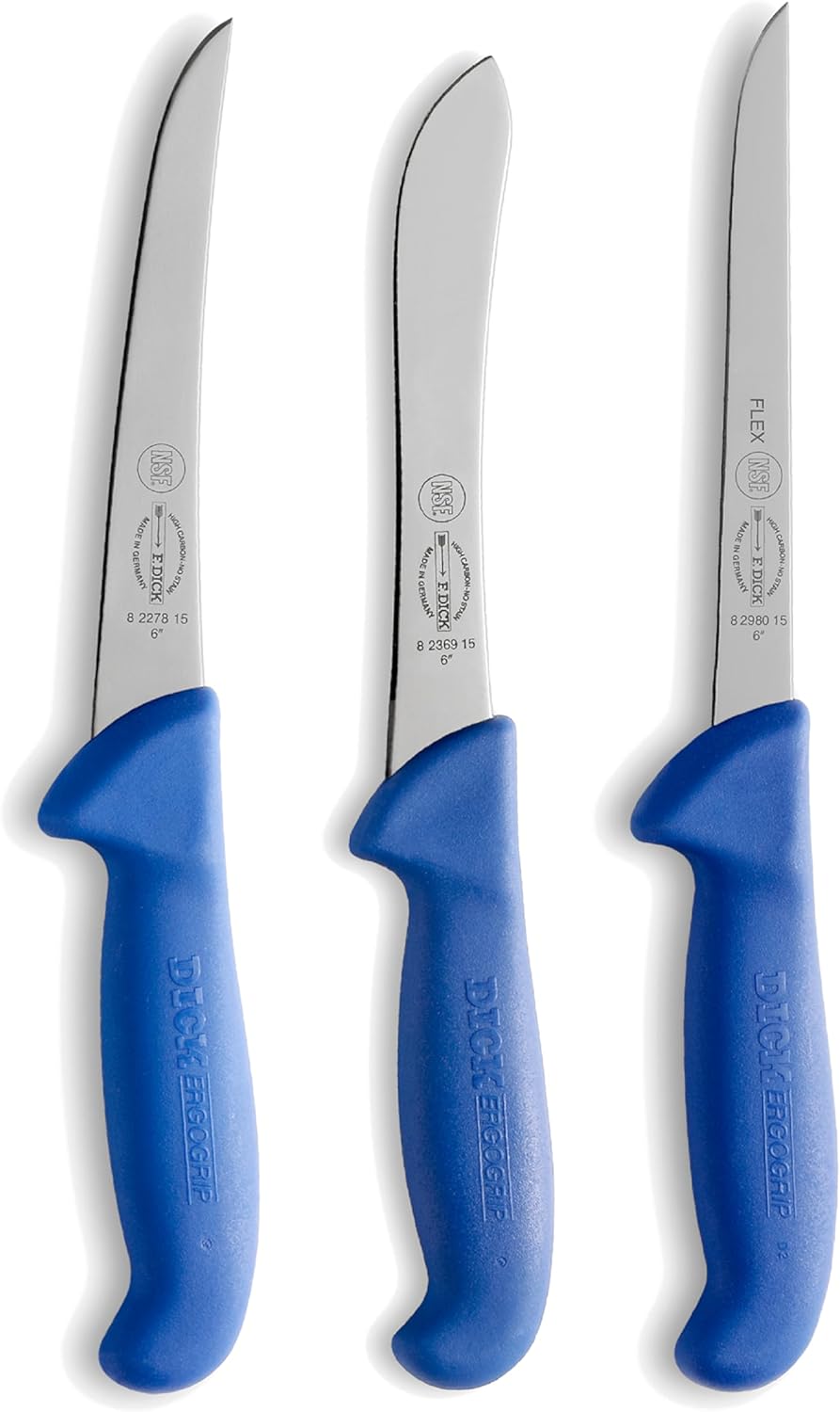 F. DICK Messer Set ErgoGrip 3-teilig (Ausbeinmesser 15 cm „flexibel“, A. Messer 15 cm, Sortiermesser