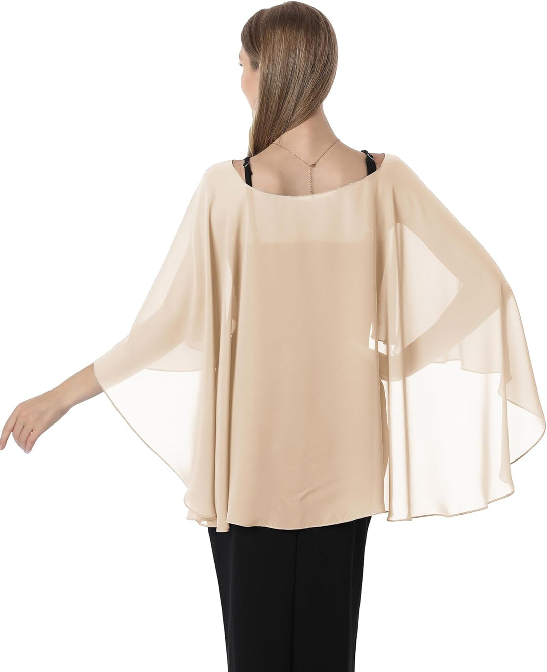 Damen Chiffon-umhang001 Pashmina-Schal Einheitsgrösse Champagner, Einheitsgrösse Champagner
