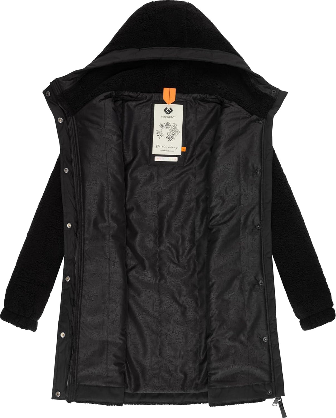 Ragwear Damen Fleecejacke Kurze Teddyfleece-Jacke warm mit Kapuze Cousy XS-6XL 3XL Black24, 3XL Blac